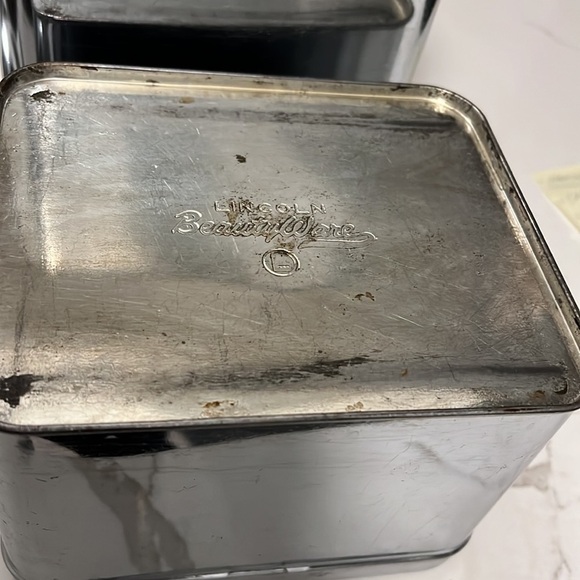 Set of Two Lincoln Beautyware Chrome Aluminum Canister Set MCM - Picture 13 of 13